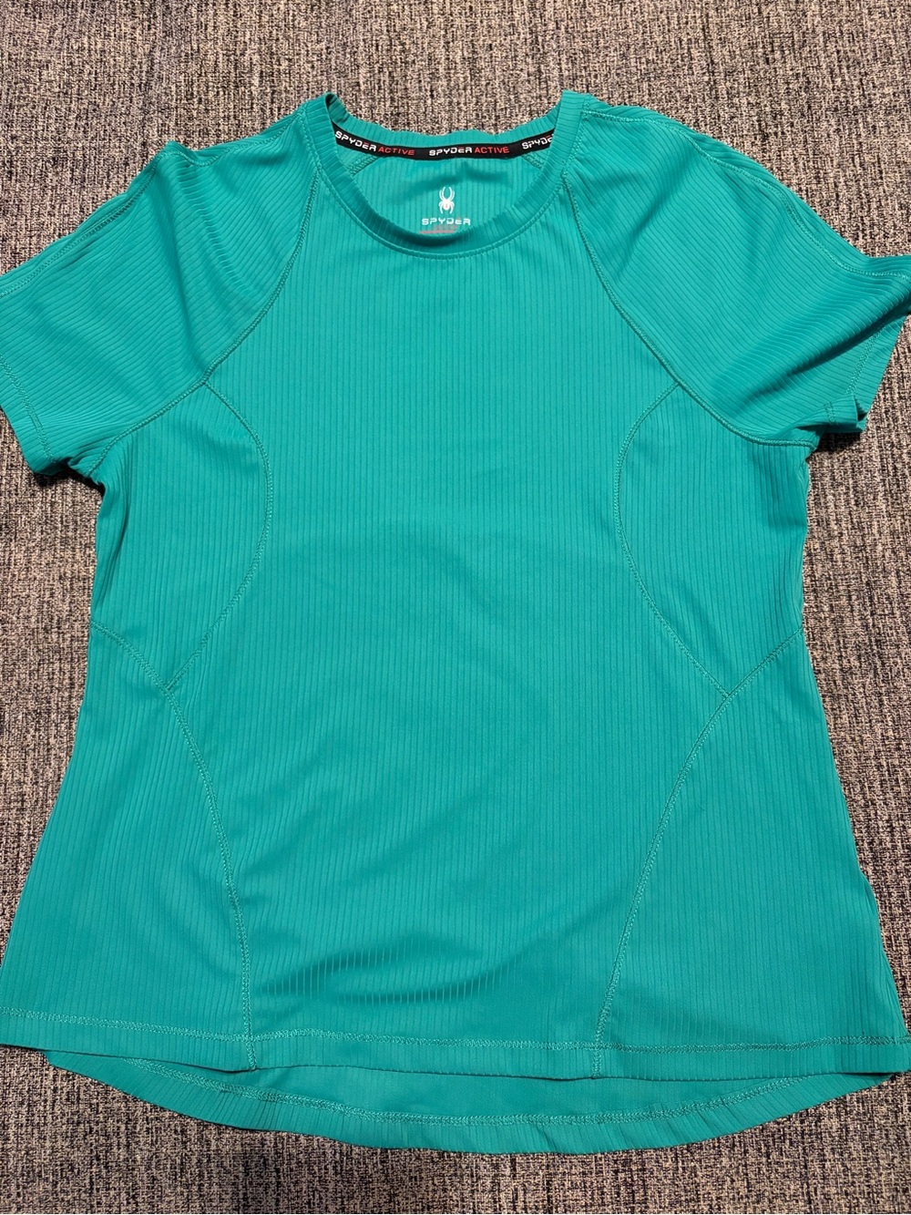 Green Ribbed Short-Sleeve Performance Top - Picture 5 of 5